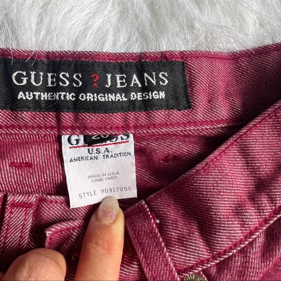 Guess 90’s Jeans Vintage High Waist Denim XS Metallic Red Pink Wash - Picture 4 of 10